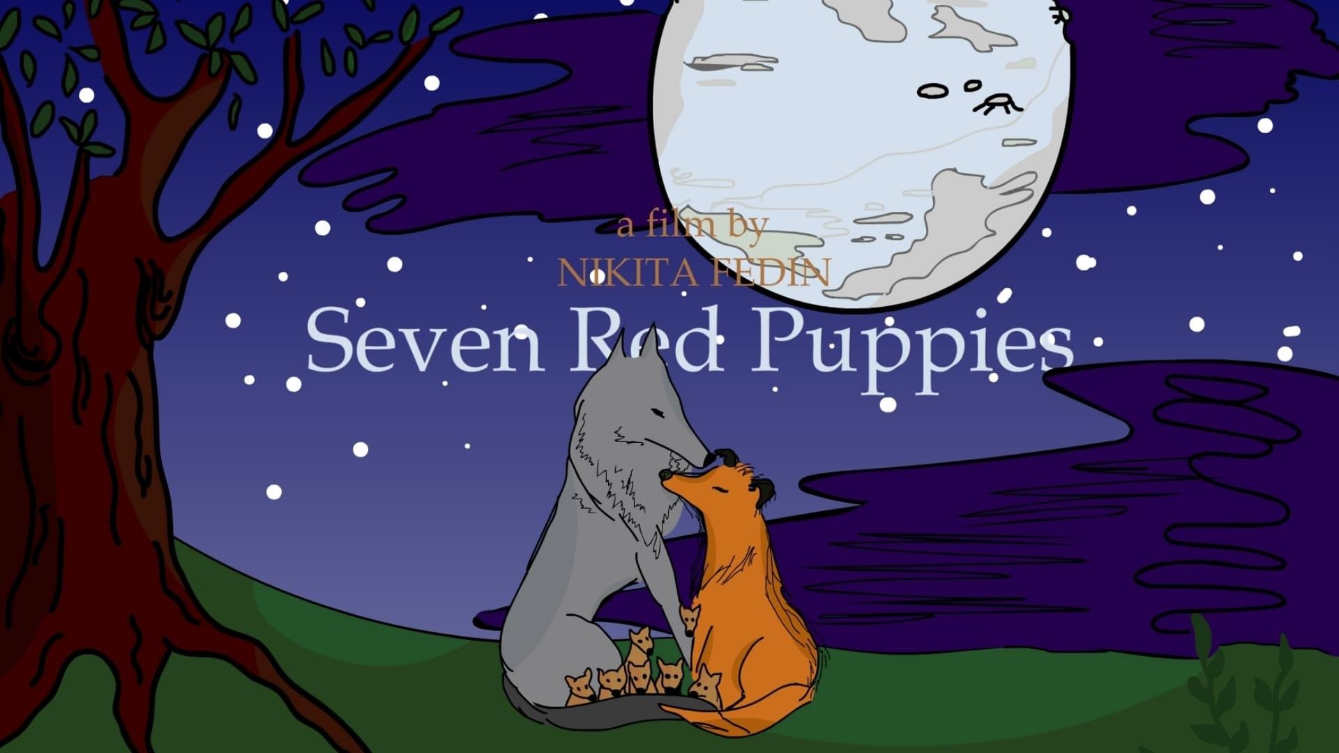 Seven Red Puppies backdrop