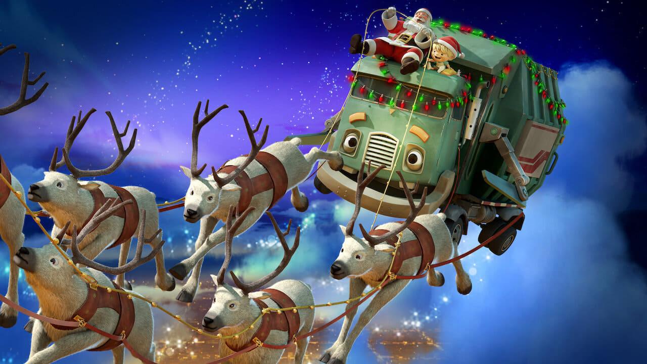 A Trash Truck Christmas backdrop
