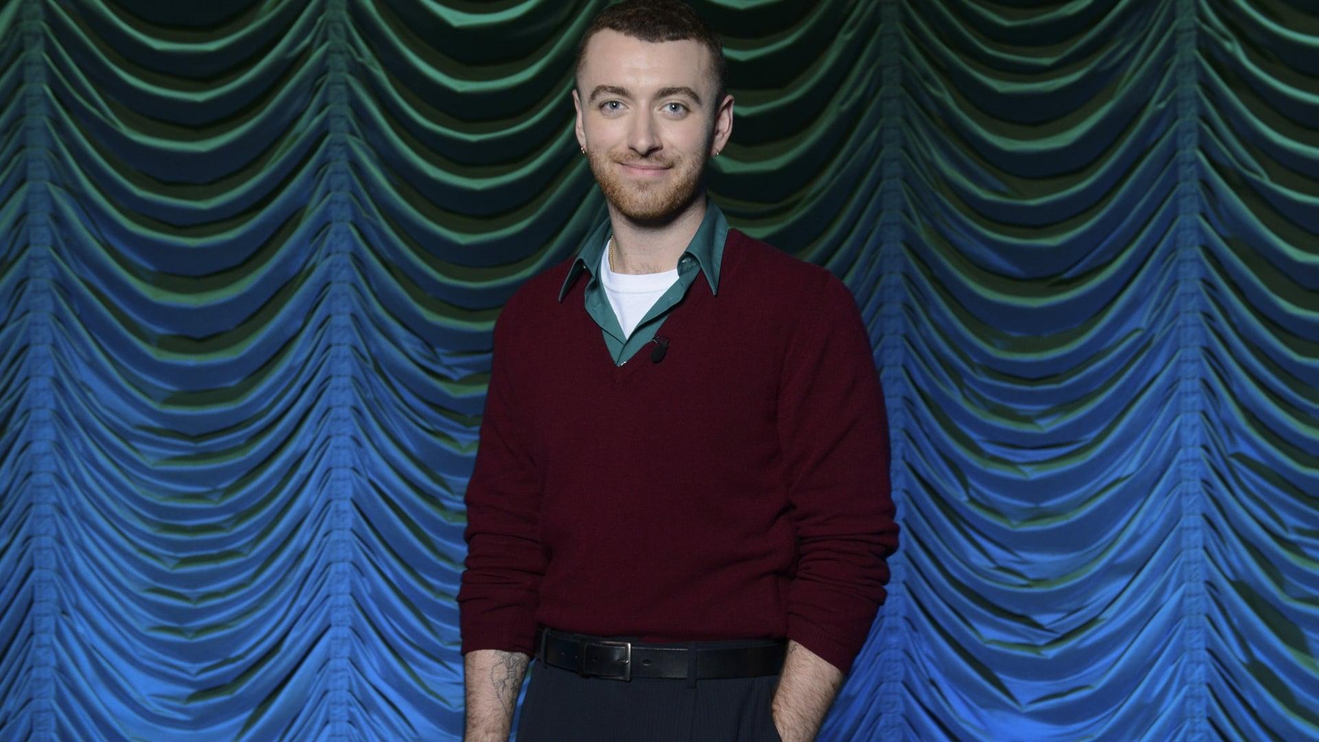 Sam Smith at the BBC backdrop