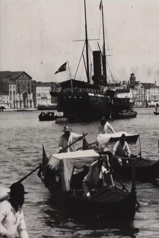 Venice, harbour scene with gondolas poster