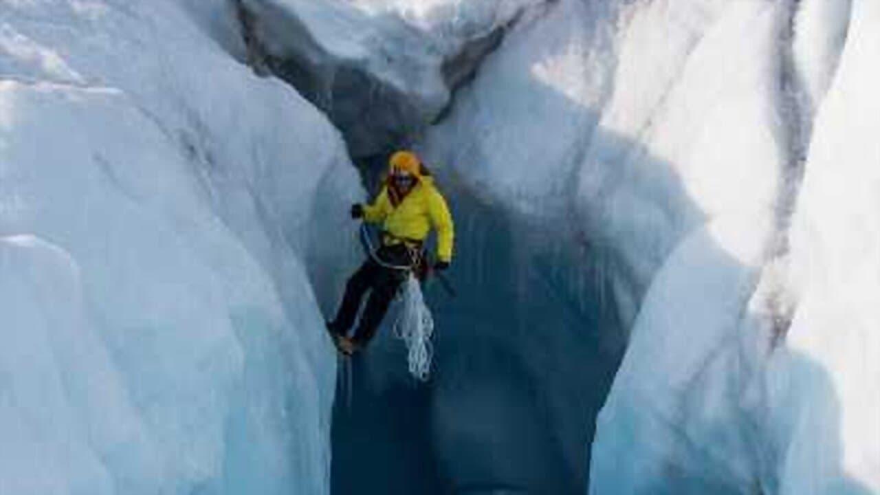 Beneath the ice backdrop