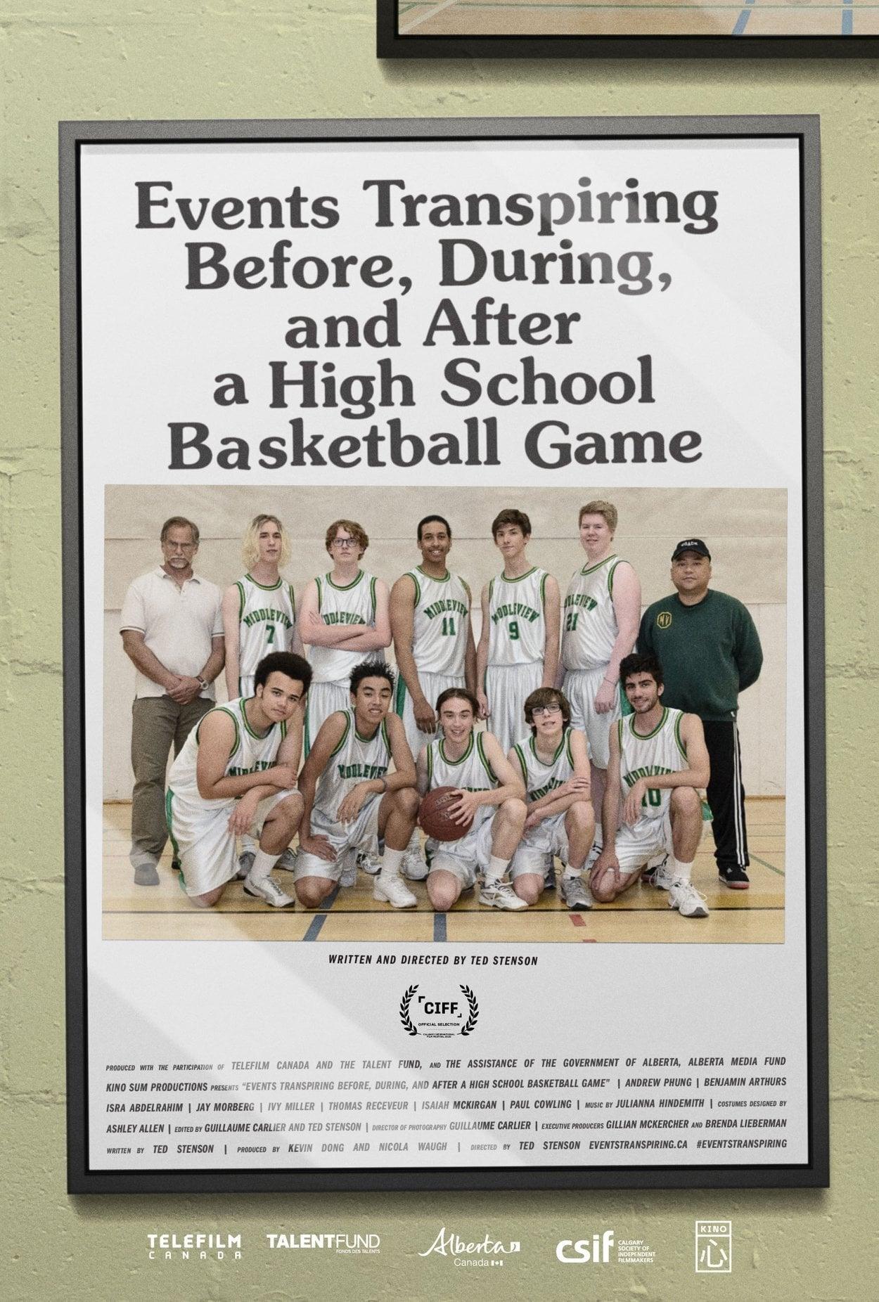 Events Transpiring Before, During, and After a High School Basketball Game poster