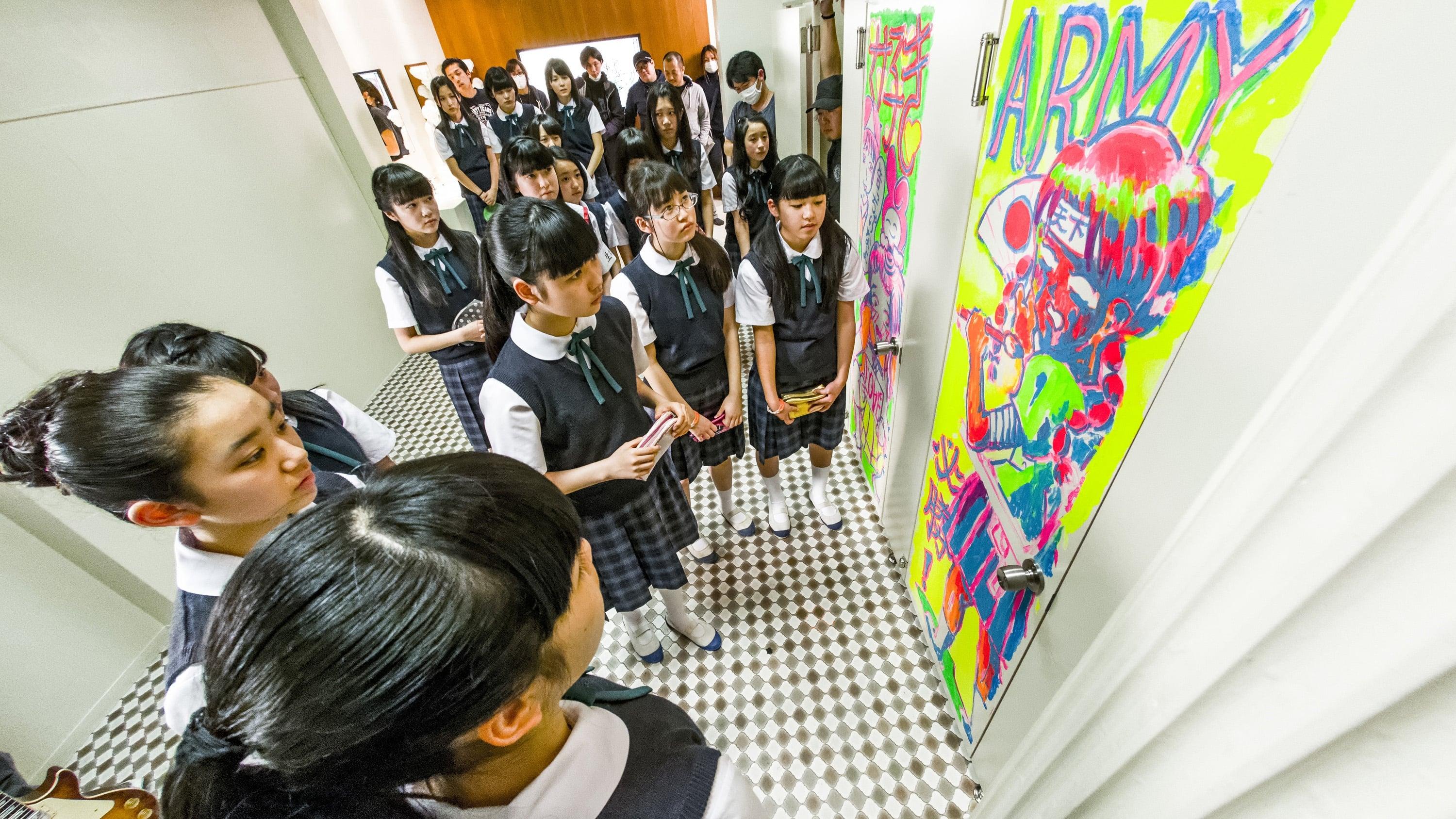 Schoolgirl's Cat Fight Often Starts in the Bathroom backdrop