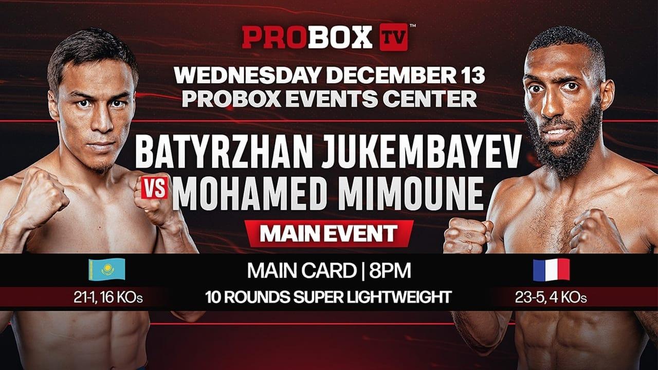 Batyrzhan Jukembayev vs. Mohamed Mimoune backdrop