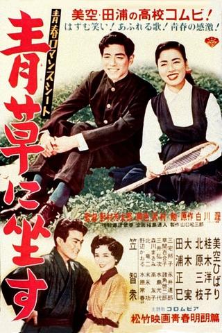 Youth’s Romance Seat: Sitting on the grass poster