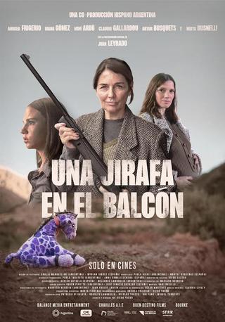 Una jirafa en el balcón poster