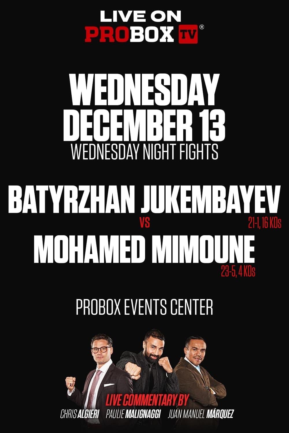 Batyrzhan Jukembayev vs. Mohamed Mimoune poster