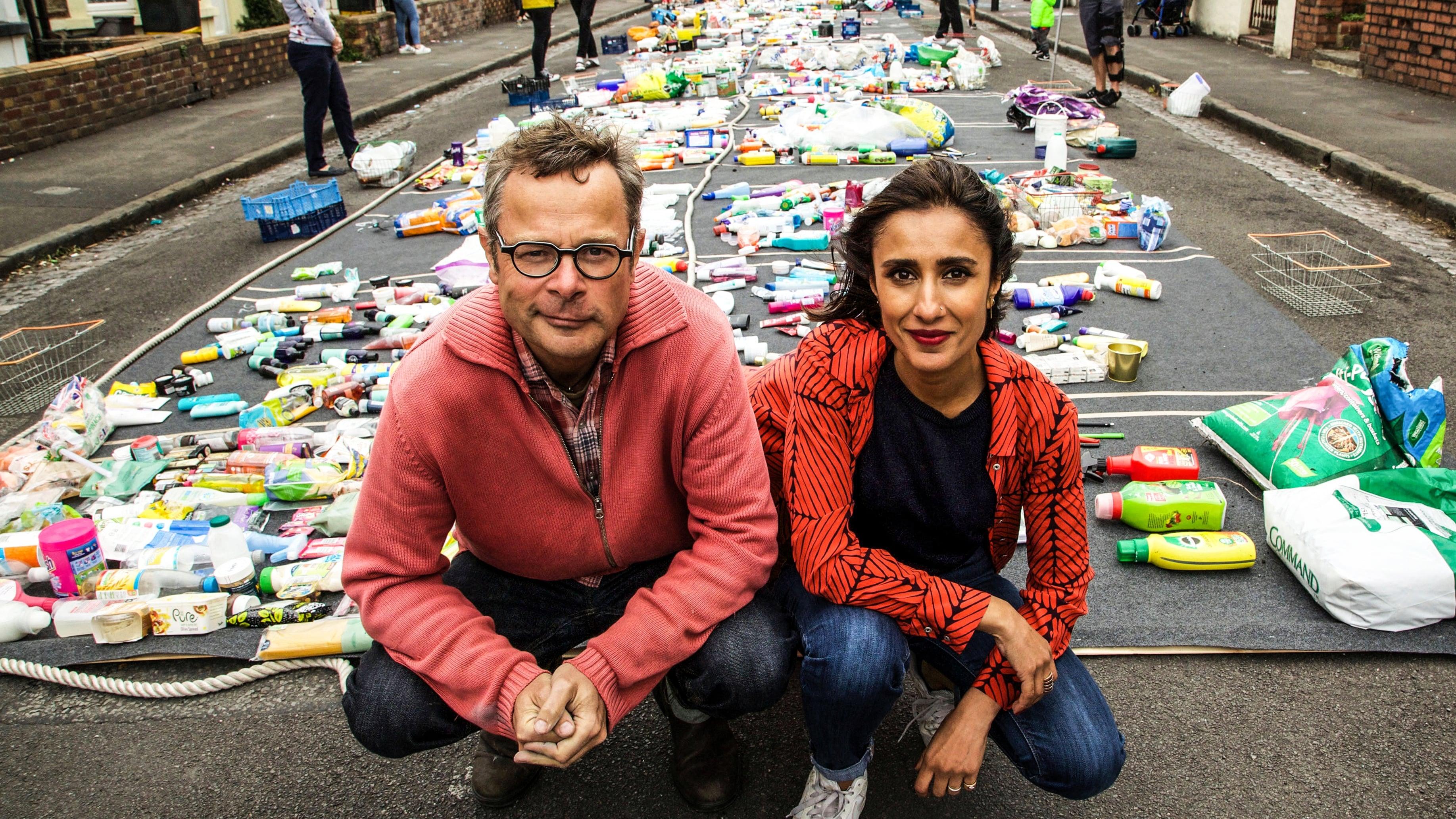 War on Plastic with Hugh and Anita backdrop
