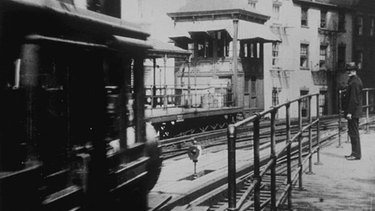 New York. Arrival of a Train at Battery Place backdrop