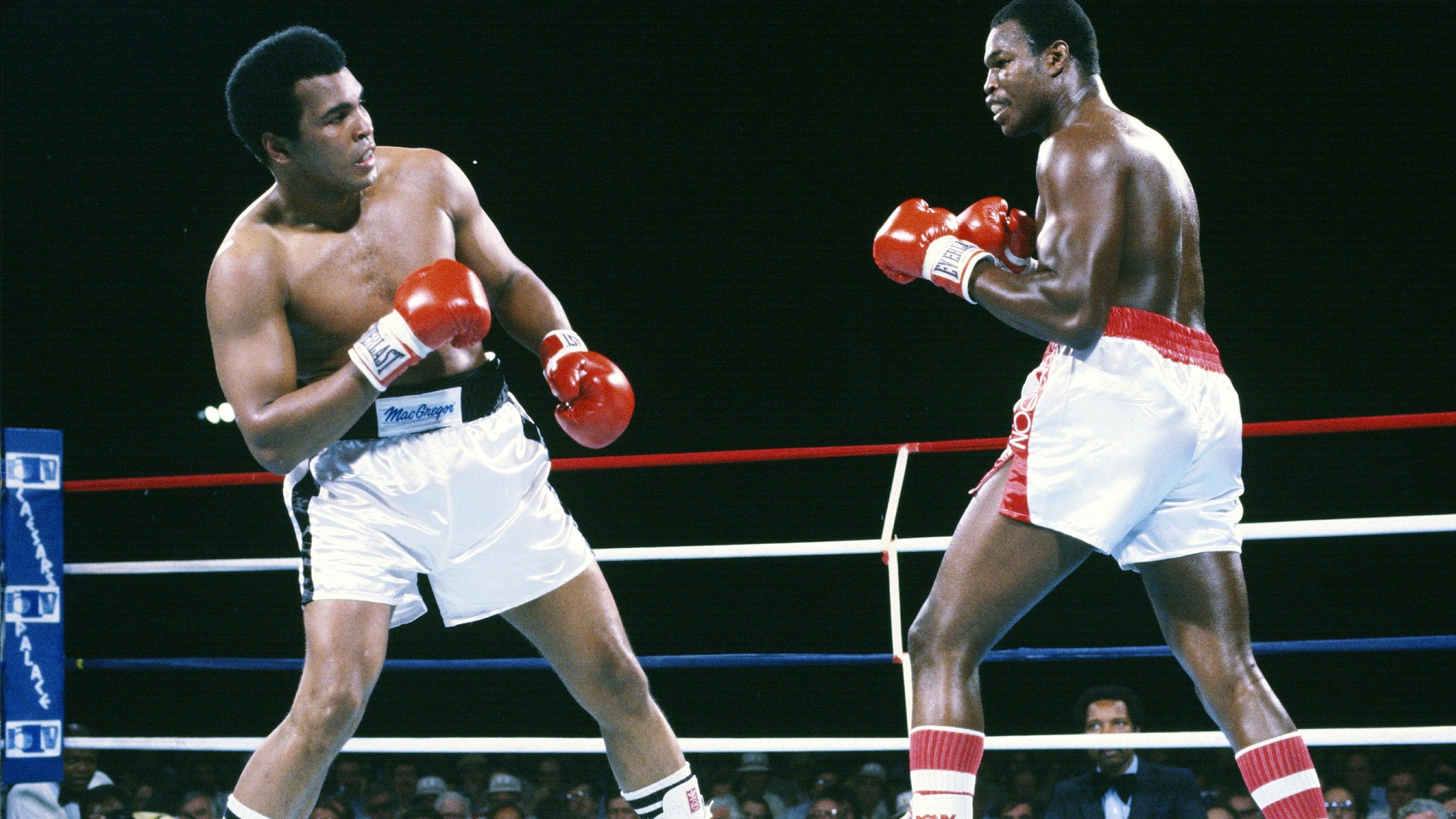 Larry Holmes vs. Muhammad Ali backdrop