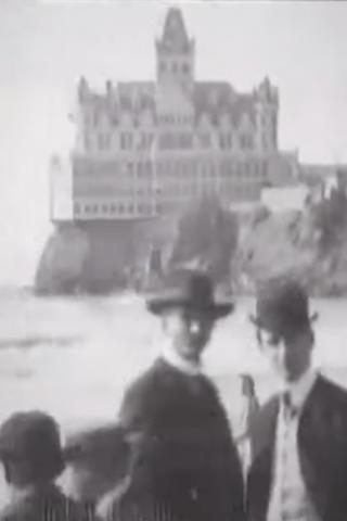 Panorama of beach and Cliff House poster