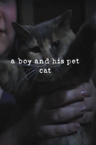 a boy and his pet cat poster