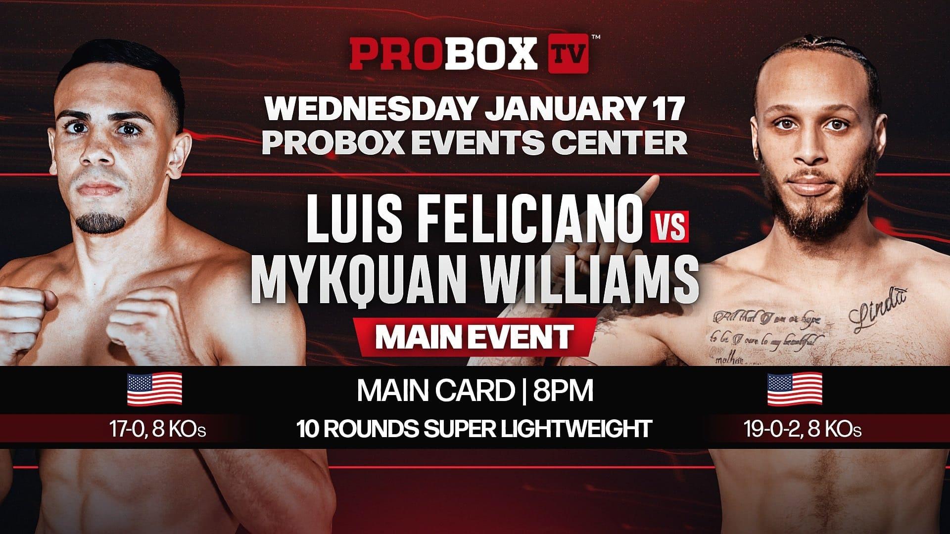 Luis Feliciano vs. Mykquan Williams backdrop
