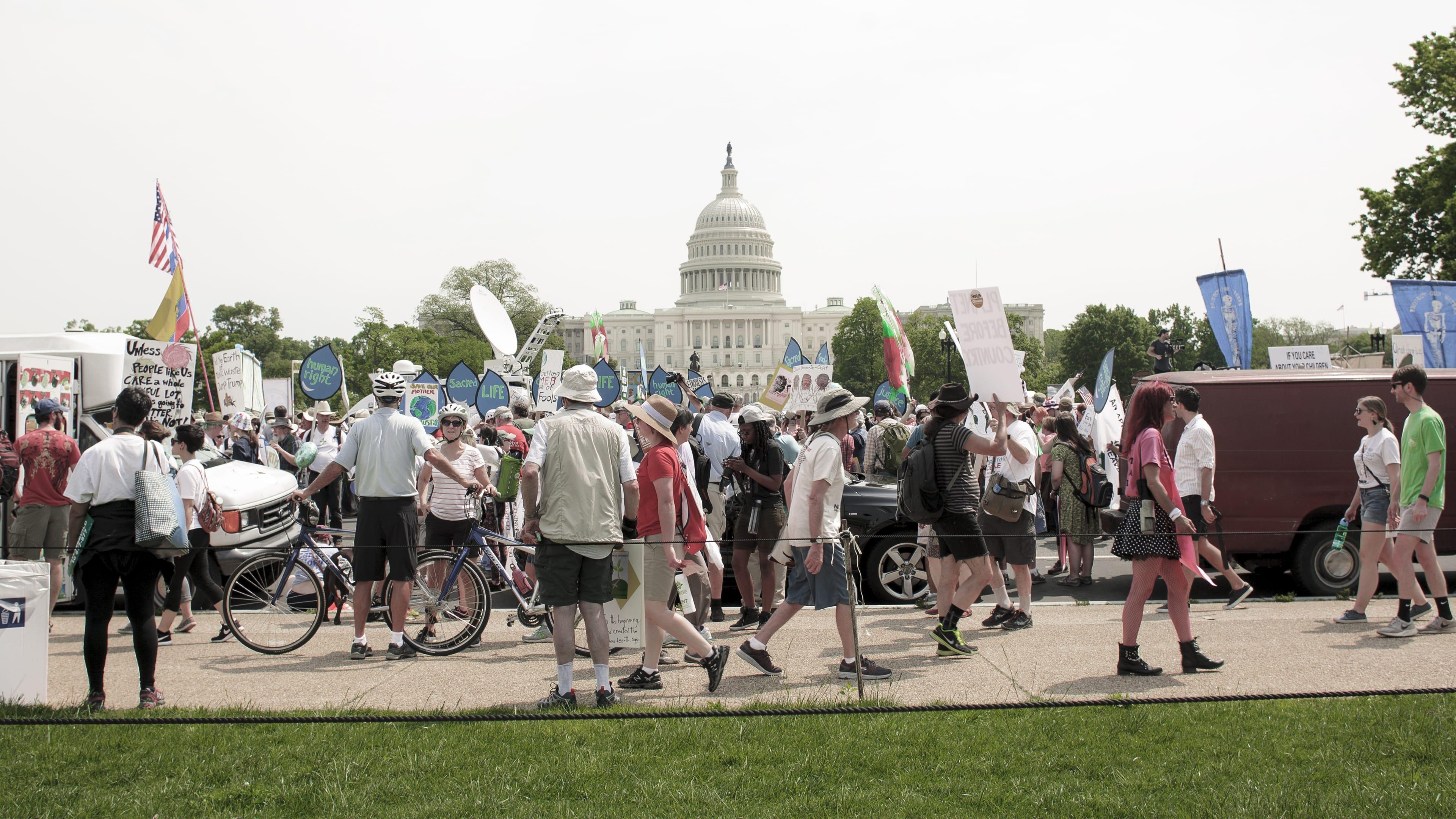 2017 People's Climate March in Washington D.C. backdrop