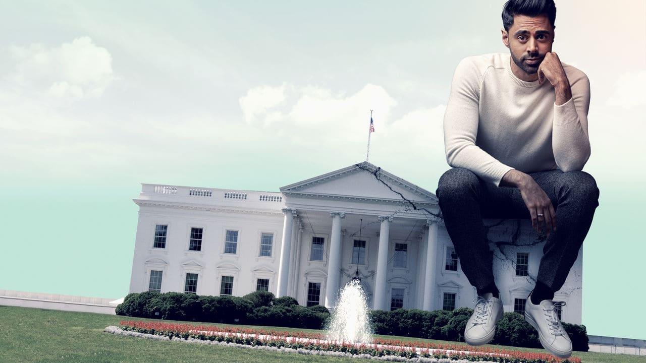 Patriot Act with Hasan Minhaj backdrop
