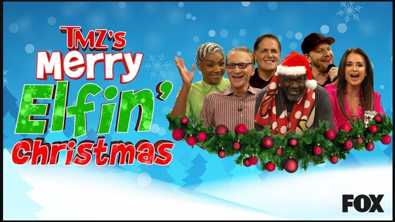 TMZ's Merry Elfin' Christmas backdrop